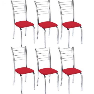 Imagem de Kit 6 Cadeiras Iara Cromada Para Cozinha-Assento Vermelho-Gat Magazine