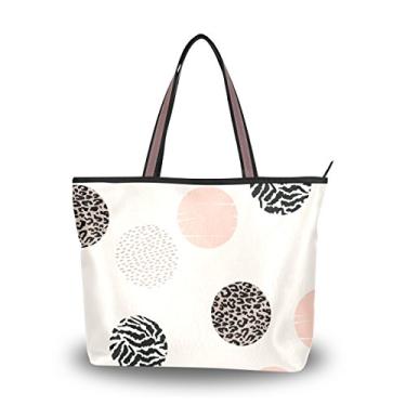 Imagem de ColourLife Bolsa de ombro bege com estampa de animal, alça superior, bolsa de mão para mulheres, Colorido., Medium