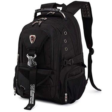 Imagem de Mochila durável de alta capacidade, lazer Oxford pano bolsa escola bolsa masculina mochila multifuncional de viagem adequada para alpinismo ao ar livre, preta