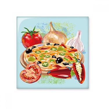 Imagem de Pizza Italy Tomate Foods Alho Cerâmica Decalque Brilhante Pedra Adorna Tijolo Vitrificado