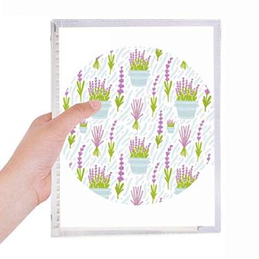 Imagem de Caderno de pintura de plantas com flores em vaso de lavanda, diário de folhas soltas recarregável