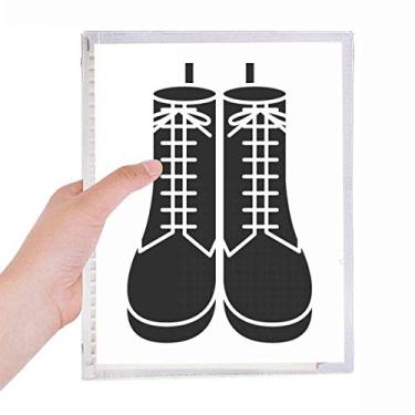 Imagem de Caderno masculino preto com estampa de botas de cano alto caderno de folhas soltas diário recarregável artigos de papelaria