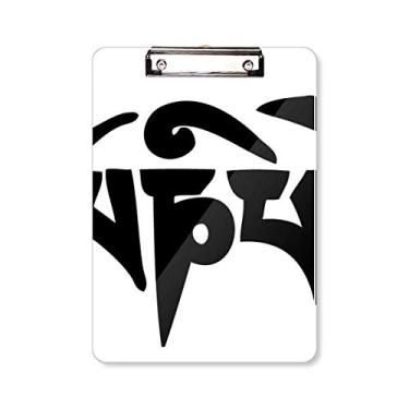 Imagem de Pasta de prancheta com estampa de personagem sânscrito preto budismo placa de apoio A4