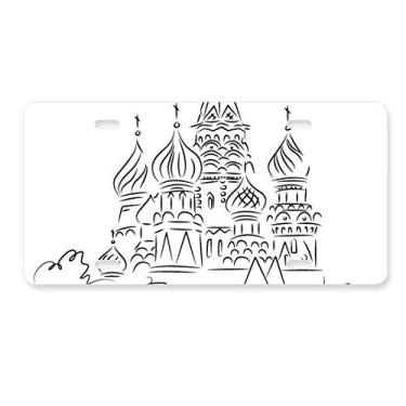 Imagem de DIYthinker Placa de carro de aço inoxidável para decoração de placa de carro com arco catedral da Rússia