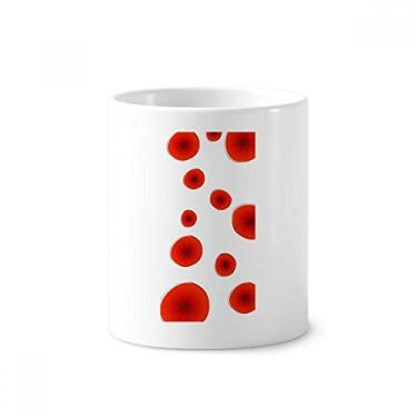 Imagem de Suporte de caneta de pintura artística abstrata com flores e círculos vermelhos para caneta, suporte de cerâmica