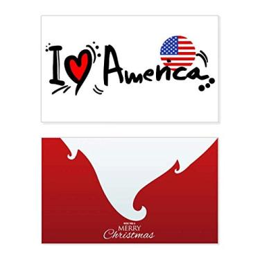 Imagem de I Love America Bandeira do mundo coração feriado feliz Natal cartão de parabéns mensagem de Natal letra de Natal