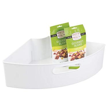 Imagem de iDesign 62631 Cesto de armazenamento de plástico para armário Susan, recipiente de 1/4 cunha para cozinha, despensa, balcão, livre de BPA, 42 cm x 28 cm x 10 cm, branco