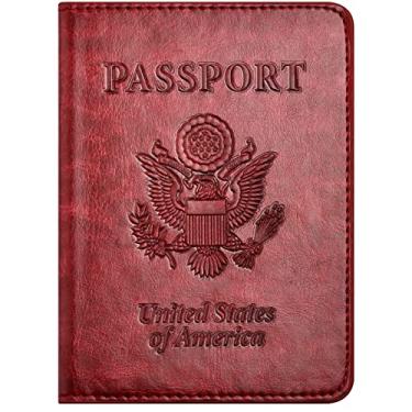 Imagem de Combo porta-passaporte e cartão de vacina, porta-passaporte com compartimento para cartão de vacina, carteira de passaporte, capa de passaporte, capa de passaporte, capa de passaporte, porta-passaporte para mulheres e homens, Ac-wine tinto, Simplicidade