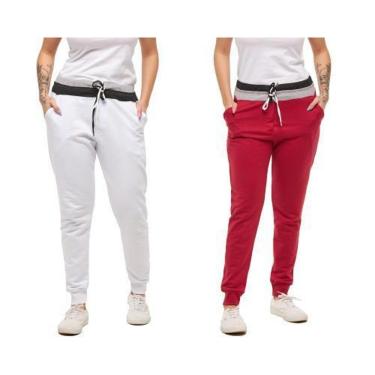 Imagem de Kit com 02 Calças de Moletom Feminina Skinny Saruel Confort-Feminino