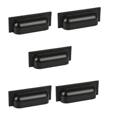 Imagem de Kit 5 Puxador Plymouth Zen Preto Fosco Concha Zp5420.24