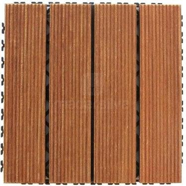 Imagem de Deck Madeira com Base Plástica Friso Antiderrapante 30cmx30cm Cumarú Madersilva 1320 Marrom Pena