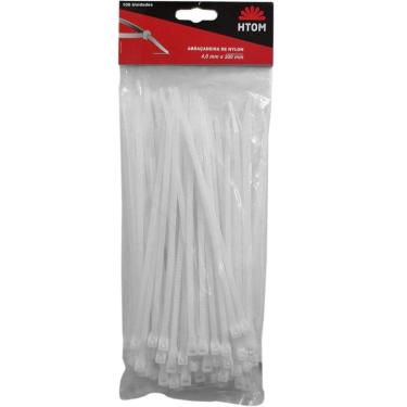 Imagem de Kit 100 Abraçadeiras Nylon Branca 4Mm X 200Mm Enforca Gato