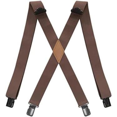 Imagem de Suspensório Suspensório Adulto Masculino Suspensório Masculino Suspensório Largo 4 Clipes Alças Elásticas Suspensórios De Trabalho Tipo X Alça Ajustável Jockstrap Masculino,Café,YUYANAIAI