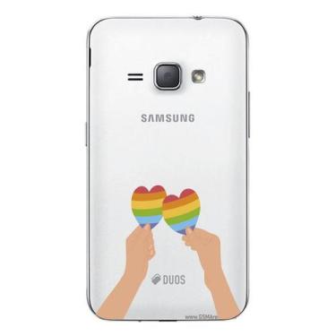 Imagem de Capa Case Capinha Samsung Galaxy J1 2016 Arco Iris Mãos Com Corações -