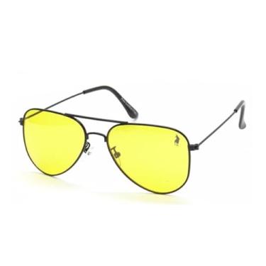 Imagem de Óculos de Sol Aviador Polo London Club, Trend Fashion com lente Amarelo Clear Proteção UVA/UVB, Unissex