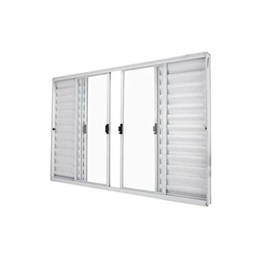 Imagem de Janela Veneziana Abertura Central Exclusiva 6 Folhas Vidro Liso 100x150cm Crv Portas e Janelas Branco