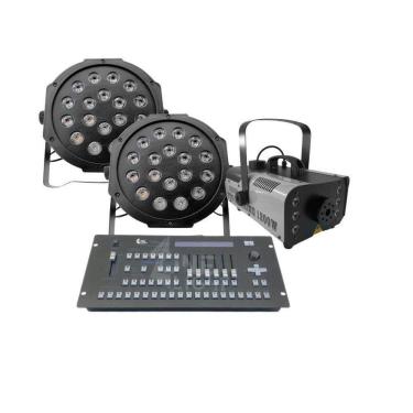 Imagem de Kit 2 Par Led 18 Leds + Máquina De Fumaça 1200W + Mesa Pilot