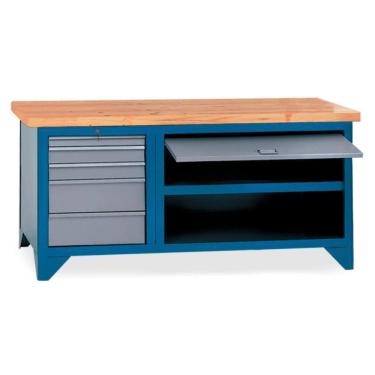 Imagem de Bancada Com 5 Gavetas Porta Retrátil Suporte Para Morsa N05 E Tampo De Pinus 40mm 217a Cmb