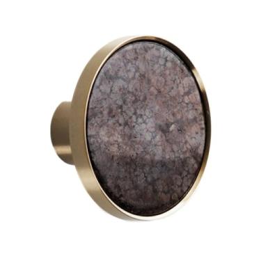 Imagem de Puxadores de latão sólido de pedra natural para armários e gavetas Puxadores de armário para móveis Gancho de decoração de parede, xuehuashi, 42 mm, com parafuso de gancho