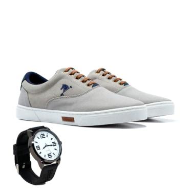 Imagem de Kit Sapatênis Polo Joy + Relógio Analógico Masculino Casual