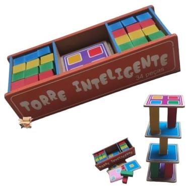 Imagem de Brinquedo Educativo Pedagógico Em Madeira Premium Torre Inteligente