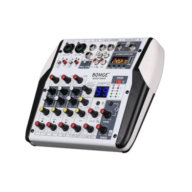 Imagem de XCPHGFM 6 canais DJ Audio Sound Mixer Professional Soundboard Estéreo Gravação MP3 USB BT Entrada 48V Phantom Power 99 Processador DSP Tela grande com indicação de interruptor Placa de mixagem de DJ
