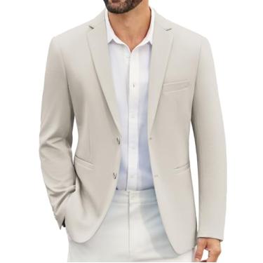 Imagem de COOFANDY Blazer masculino casual, jaqueta esportiva de malha leve com dois botões, Cinza claro, XX-Large