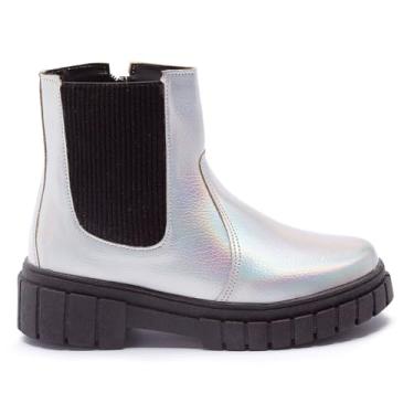 Imagem de Bota Chelsea Feminina Infantil Menina Coturno Tininha (Prata, BR, Criança de 4 a 8 anos, Numérico, 31)