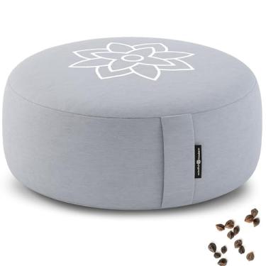 Imagem de Mindful Modern Almofada grande de meditação para Zafu Yoga - Almofada de meditação para sentar no chão - Almofada de ioga preenchida com casco de trigo sarraceno com capa removível e lavável 100%