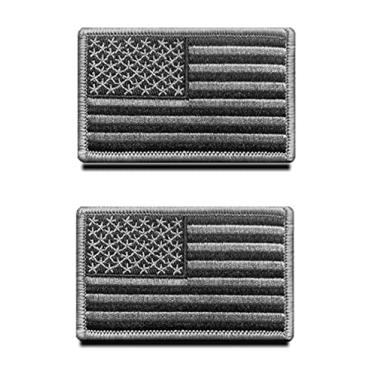 Imagem de 2 peças preto e cinza bordado bandeira americana EUA EUA colete tático gancho e laço prendedor emblema nacional patch para roupas uniforme braçadeira airsoft jaqueta jeans apliques