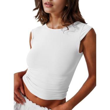 Imagem de Imily Bela Camiseta feminina sexy frente única manga cavada slim fit verão casual Y2K, Branco, GG