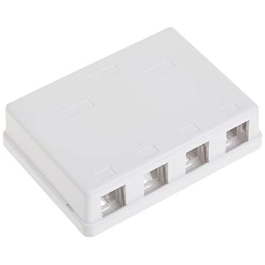 Imagem de Caixa de montagem de 4 portas Keystone, branca, caixa de montagem de superfície para redes, home theater, segurança/vigilância, cabo