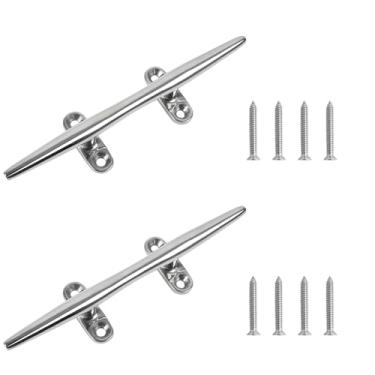 Imagem de BALAVA Chuteiras de barco de 20,32 cm, grampos de doca de barco de aço inoxidável 316, travas de corda de ancoragem, travas de base aberta para barco, iate, convés, decoração náutica, parafusos