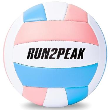 Imagem de RUN2PEAK Bola de voleibol de toque suave rosa azul presentes para adultos iniciantes bolas de vôlei duráveis para uso externo interno praia piscina água jogar tamanho oficial 5