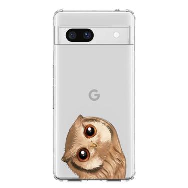 Imagem de Blingy's Capa para Google Pixel 8a, Divertida Coruja Estilo Pássaro Bonito Desenho Animado Desenho Animal Transparente Macio TPU Capa Protetora Transparente Transparente (15.5 cm) (Coruja Pequena)