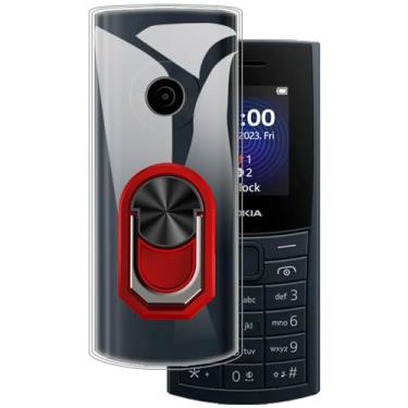 Imagem de MILEGOO Capa de telefone ultrafina para Nokia 110 4G 2023 + suporte de suporte de anel, pudim de gel de silicone macio para Nokia 110 4G 2023 4.6 cm (RedRing-T)