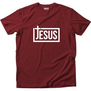 Imagem de Camiseta Algodão Masculina Cruz Jesus Tamanho:P;Cor:Vinho