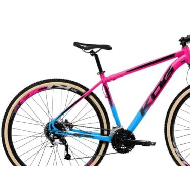 Imagem de Bicicleta Aluminio Aro 29 KOG 27 Marcha Cassete/K7 11/36 Dentes Freio a Disco Garfo com Suspensão,17,Rosa Azul Degradê