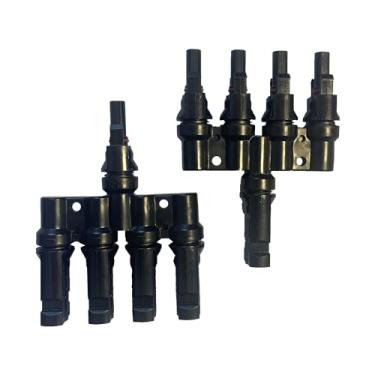 Imagem de KRXNY Painel solar PV 1 a 4 T conectores de ramo PV cabo acoplador combinador conector divisor adaptador M/FFFF e F/MMMM 1 par