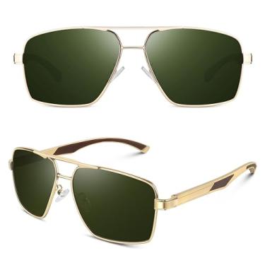 Imagem de WEAROYO Óculos de sol polarizados, masculinos, femininos, armação de liga Al-Mg, dobradiças de mola, estilo piloto, militar, proteção UV400 para dirigir