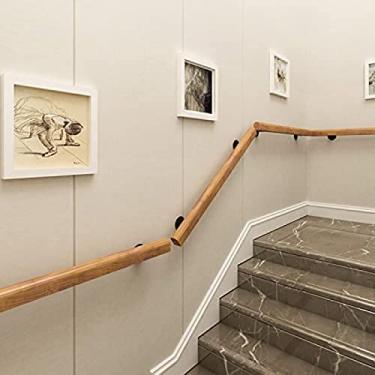Imagem de Corrimão de madeira Corrimão de escada antiderrapante com suporte de montagem na parede para casa Corrimão de jardim de infância Corredor de escada de madeira interno Edifício Villa Loft Cor