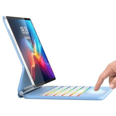 Imagem de Capa Magic Keyboard para iPad Air de 11 polegadas (M3 2025, M2 2024) e iPad Pro de 11 polegadas (4ª/3ª/2ª/1ª geração), iPad Air 5ª/4ª geração com teclado, suporte cantilever flutuante, trackpad