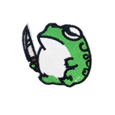 Imagem de Ruoming 1 peça sapo gordo octório com faca ferro na águia emblema bordado ferro em costura (sapo)