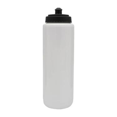 Imagem de rockible Garrafa de água esportiva, garrafa de água squeeze, garrafa de fitness à prova de vazamentos de 1 litro para corrida, boxe, futebol, atividades ao ar, Branco