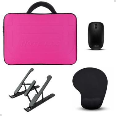 Imagem de Pasta Notebook Feminina Mouse Gamer Suporte Mesa Apoio Para Mouse Kit Pc (Rosa, 14,1")