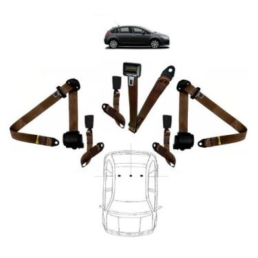 Imagem de Kit cinto de segurança traseiro 3pontos com fecho C3 - HCML, Marrom