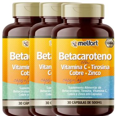 Imagem de  Kit 3 x Betacaroteno Com Vitamina C, Tirosina, Zinco 90 Cápsulas - Me