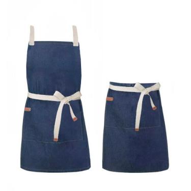 Imagem de Avental Jeans Cintura Alça Algodao Bartender Jardinagem 2un - CASACHA