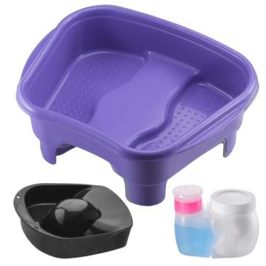 Imagem de Kit Porta Acetona/Algodão Tigela Mão Bacia Pés Pedestal Pedicure Manic