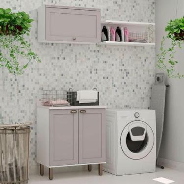 Imagem de Armário Multiuso Acquaflex 3 Peças Elegance Branco Fosco/Fendi - Genia